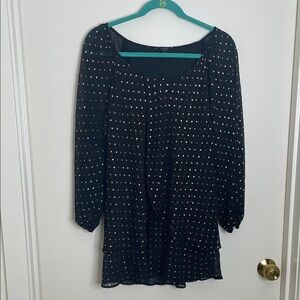 Haver Black Blouse with Gold Dots